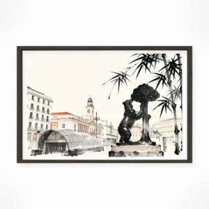 Madrid | Bear and the Strawberry Tree — Sumi-e Zen Ink framed fine art interior preview