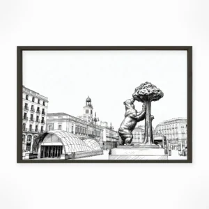 Madrid | Bear and the Strawberry Tree — Urban Sketch framed fine art interior preview