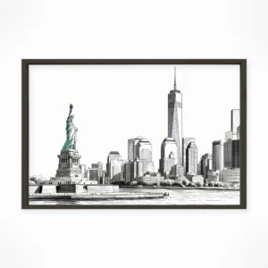 New York | Statue of Liberty — Urban Sketch framed fine art interior preview