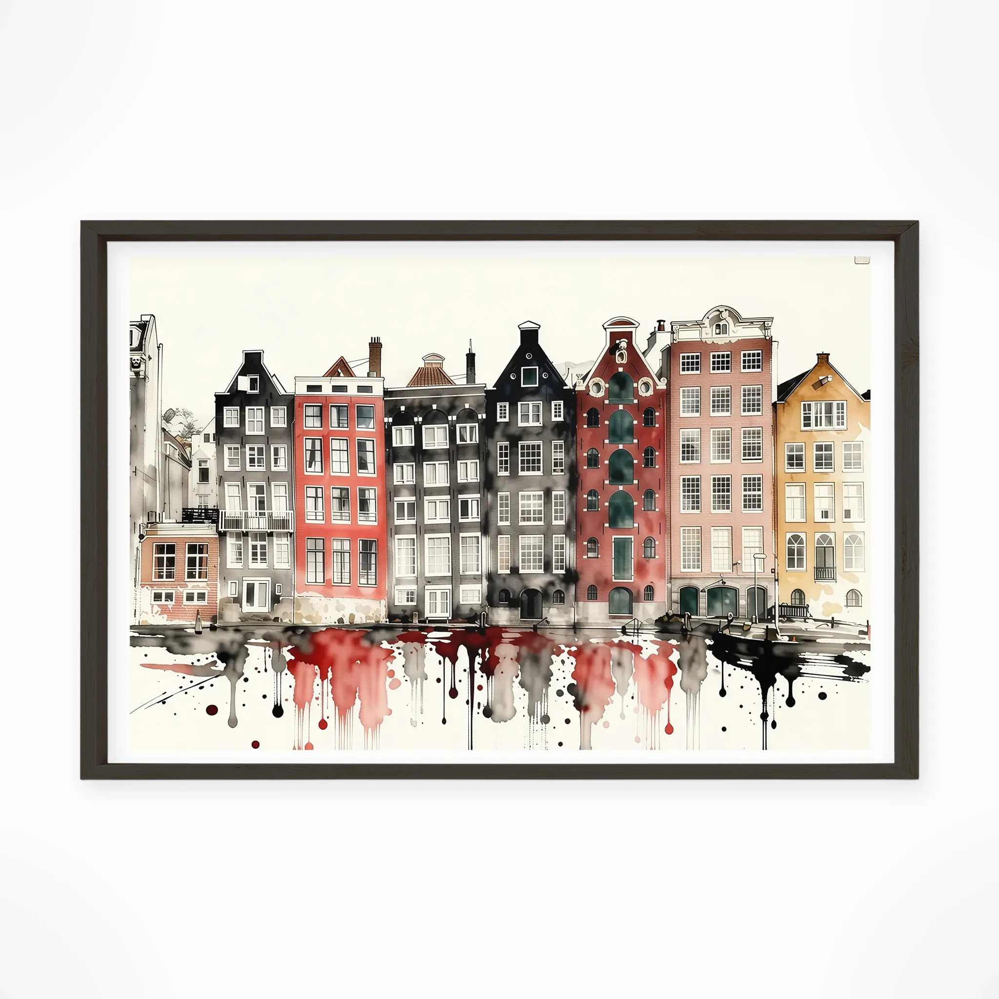 Amsterdam | Houses — Sumi-e Zen Ink framed fine art interior preview