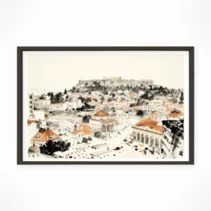 Athens | Monastiraki — Sumi-e Zen Ink framed fine art interior preview