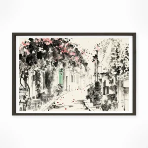 Athens | Plaka — Sumi-e Zen Ink framed fine art interior preview