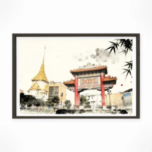 Bangkok | Odeon Circle — Sumi-e Zen Ink framed fine art interior preview