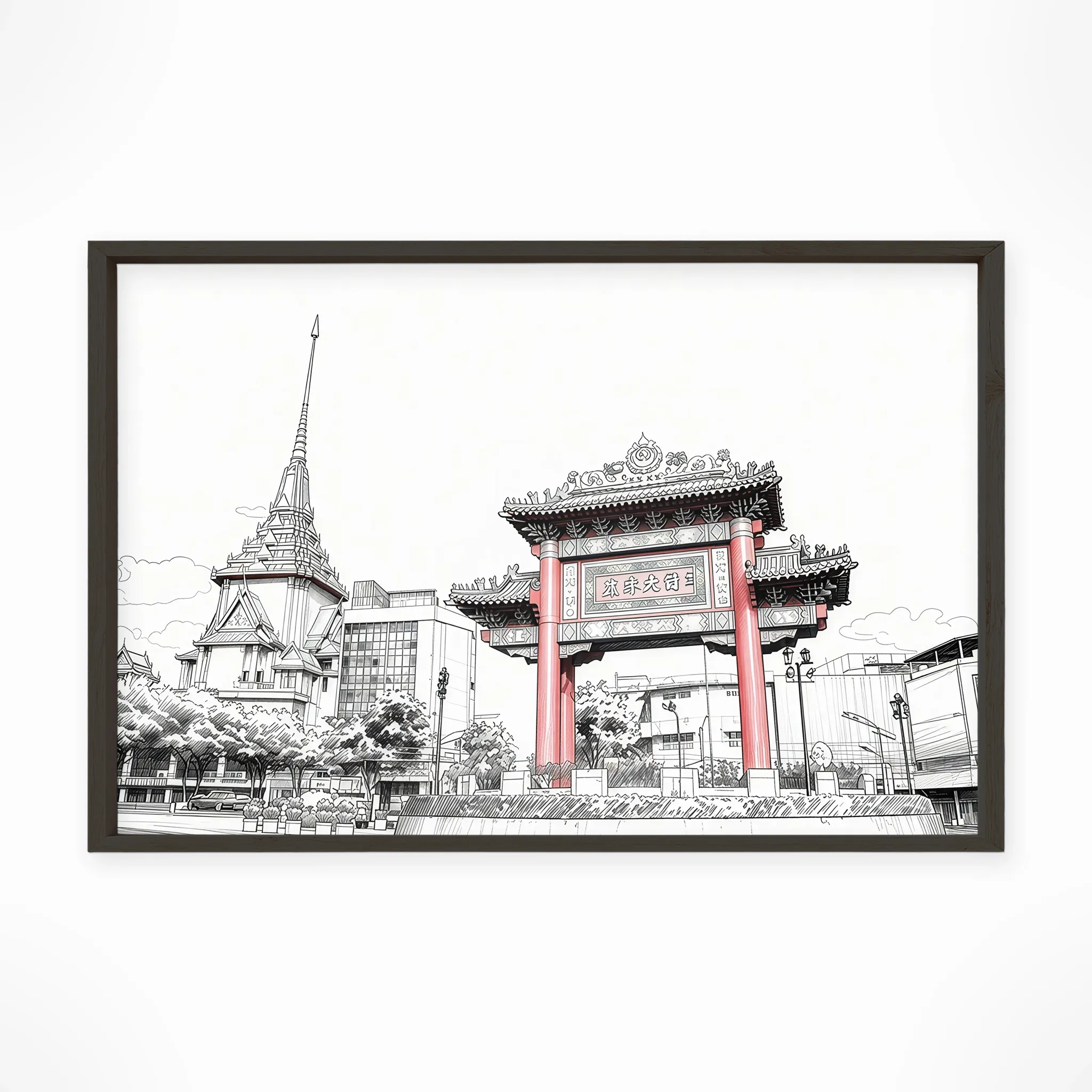 Bangkok | Odeon Circle — Urban Sketch framed fine art interior preview