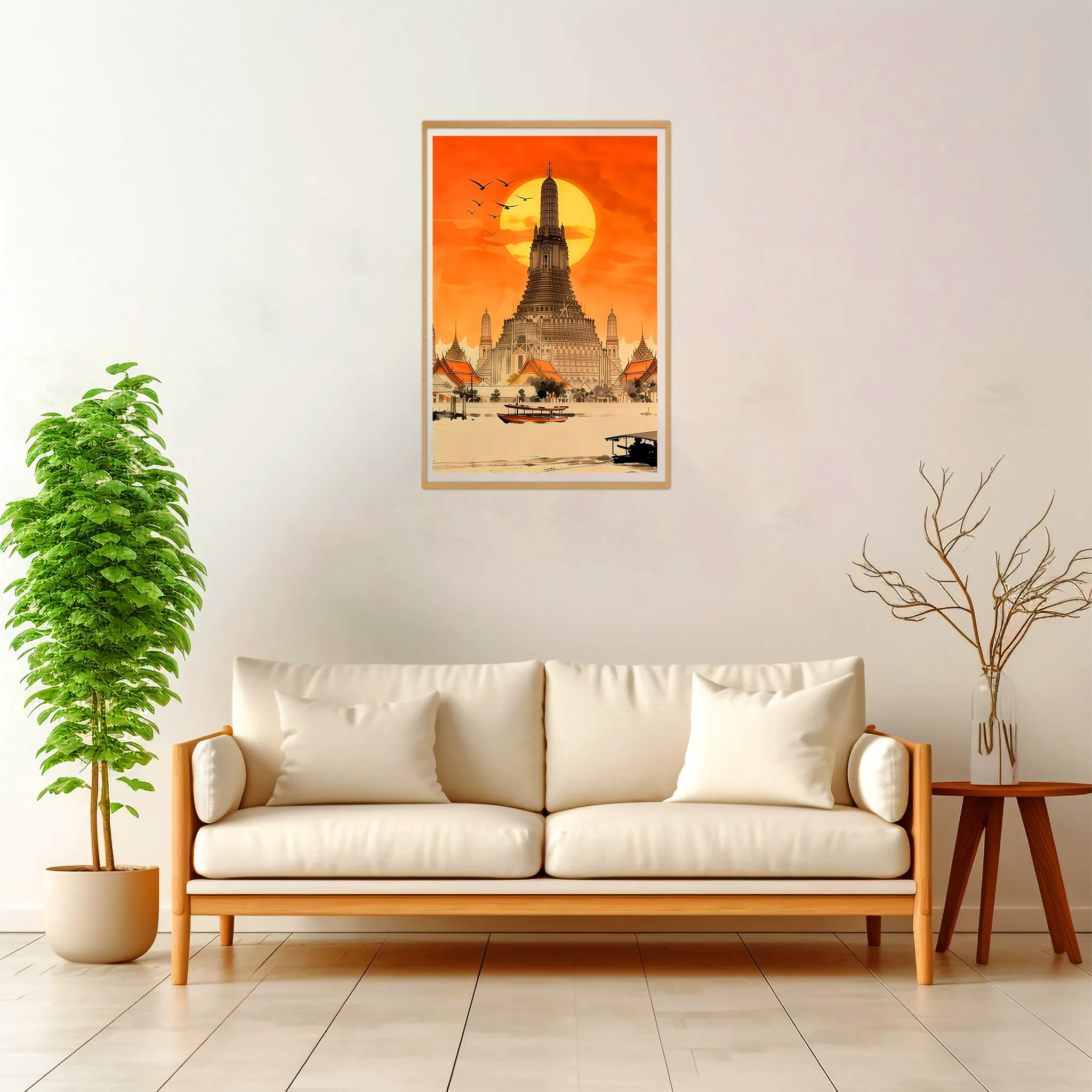 Bangkok | Wat Arun at Sunset — Japanese Tradition framed fine art interior preview