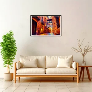 Barcelona | Gothic Quarter — Impressionist Dream framed fine art interior preview