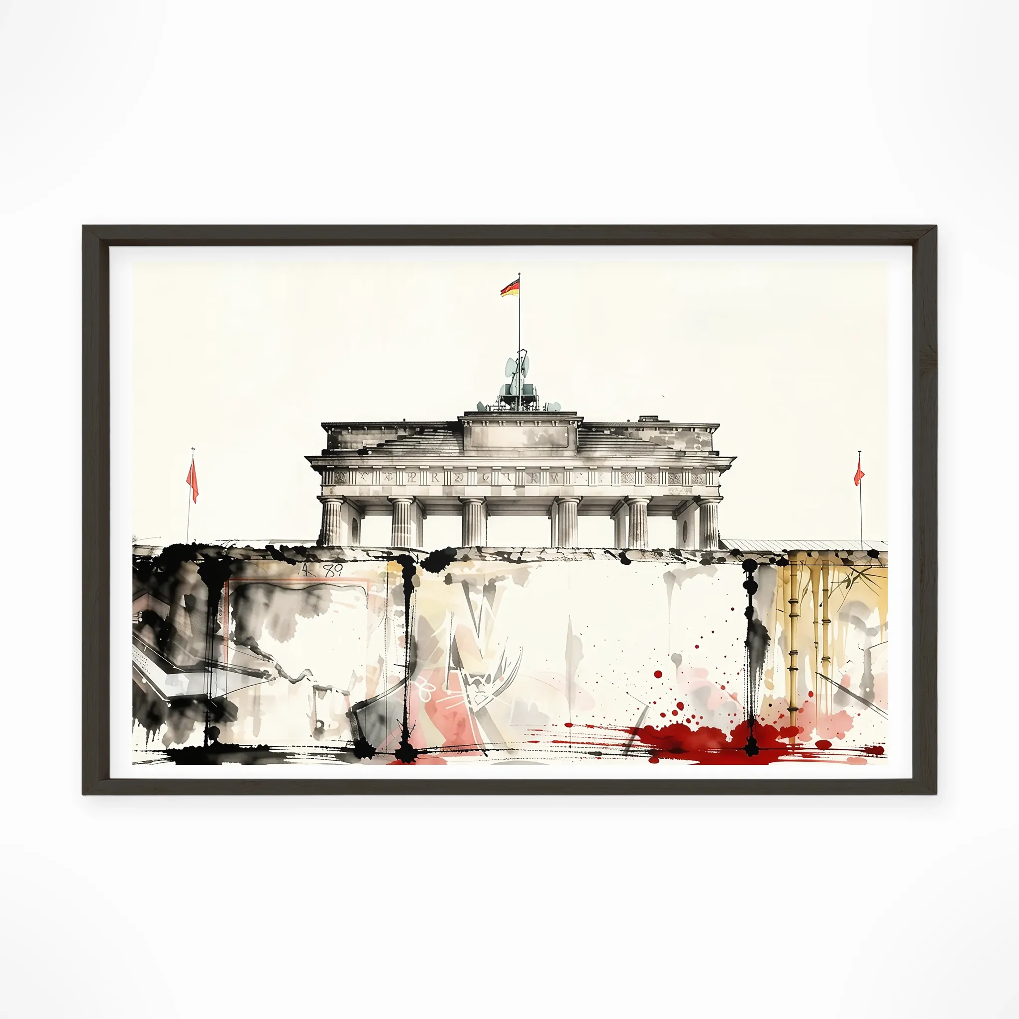 Berlin | The Wall — Sumi-e Zen Ink framed fine art interior preview