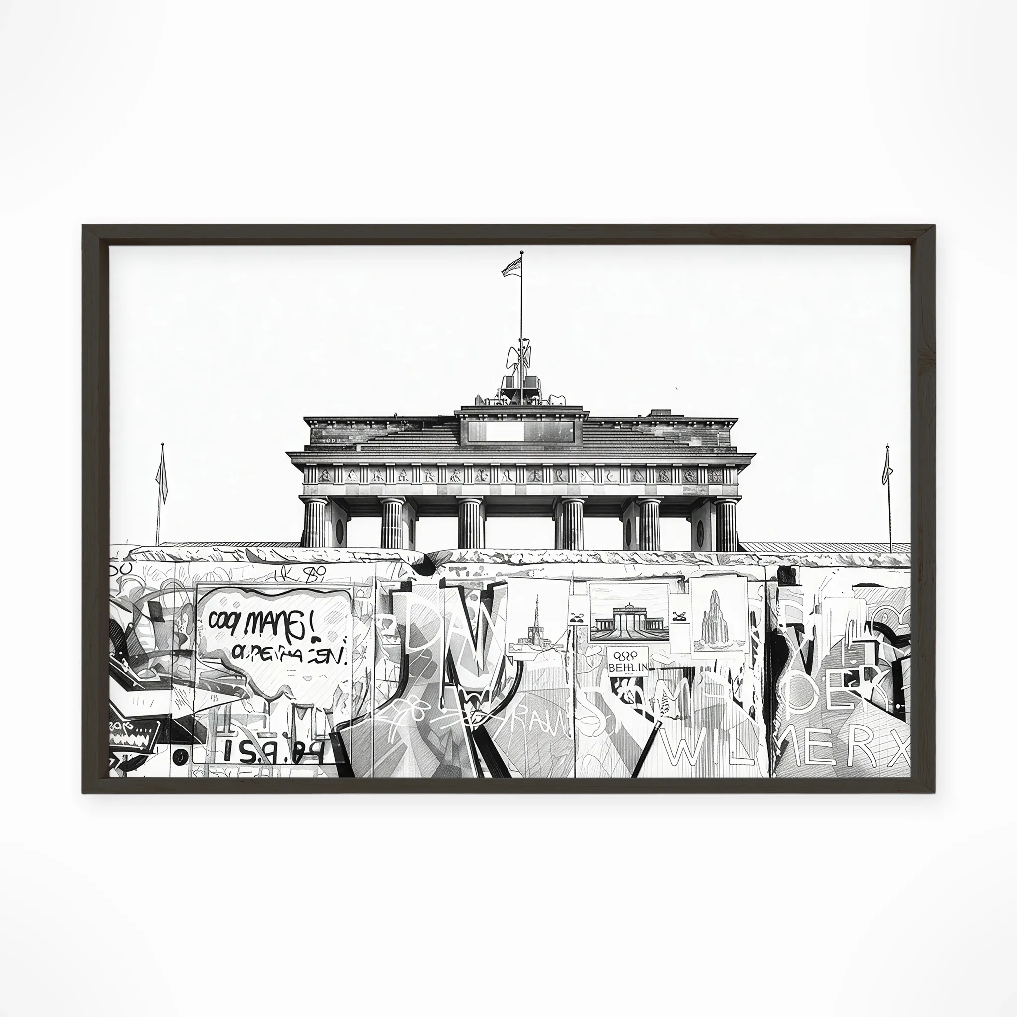 Berlin | The Wall — Urban Sketch framed fine art interior preview