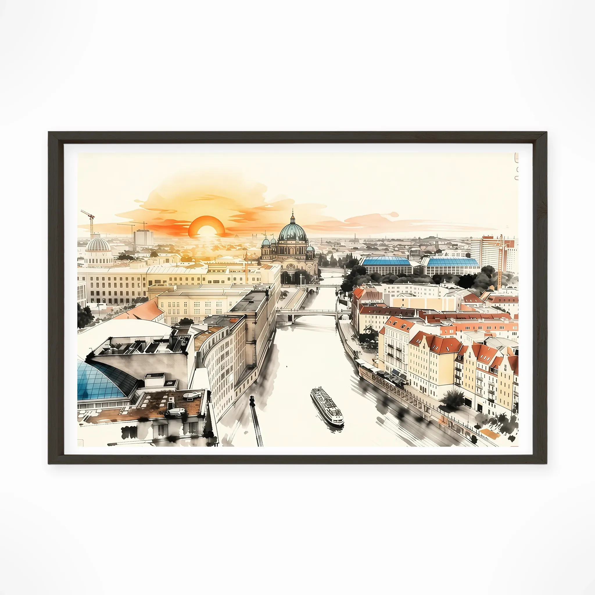 Berlin | Panorama — Sumi-e Zen Ink framed fine art interior preview