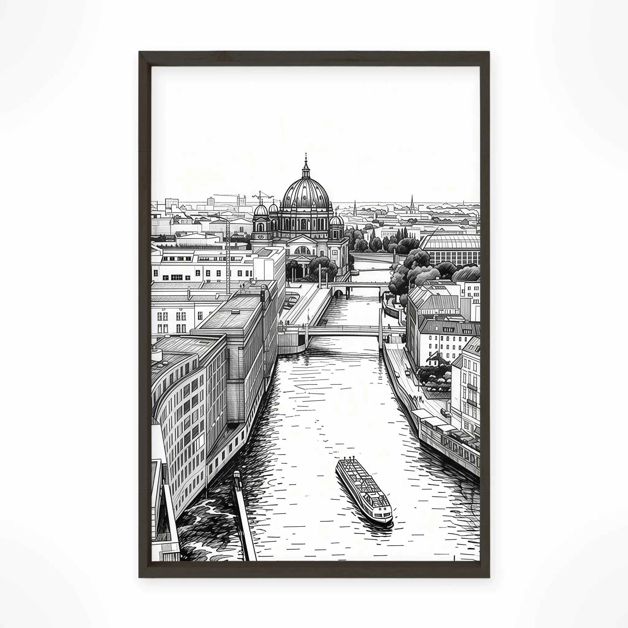 Berlin | Panorama — Urban Sketch framed fine art interior preview