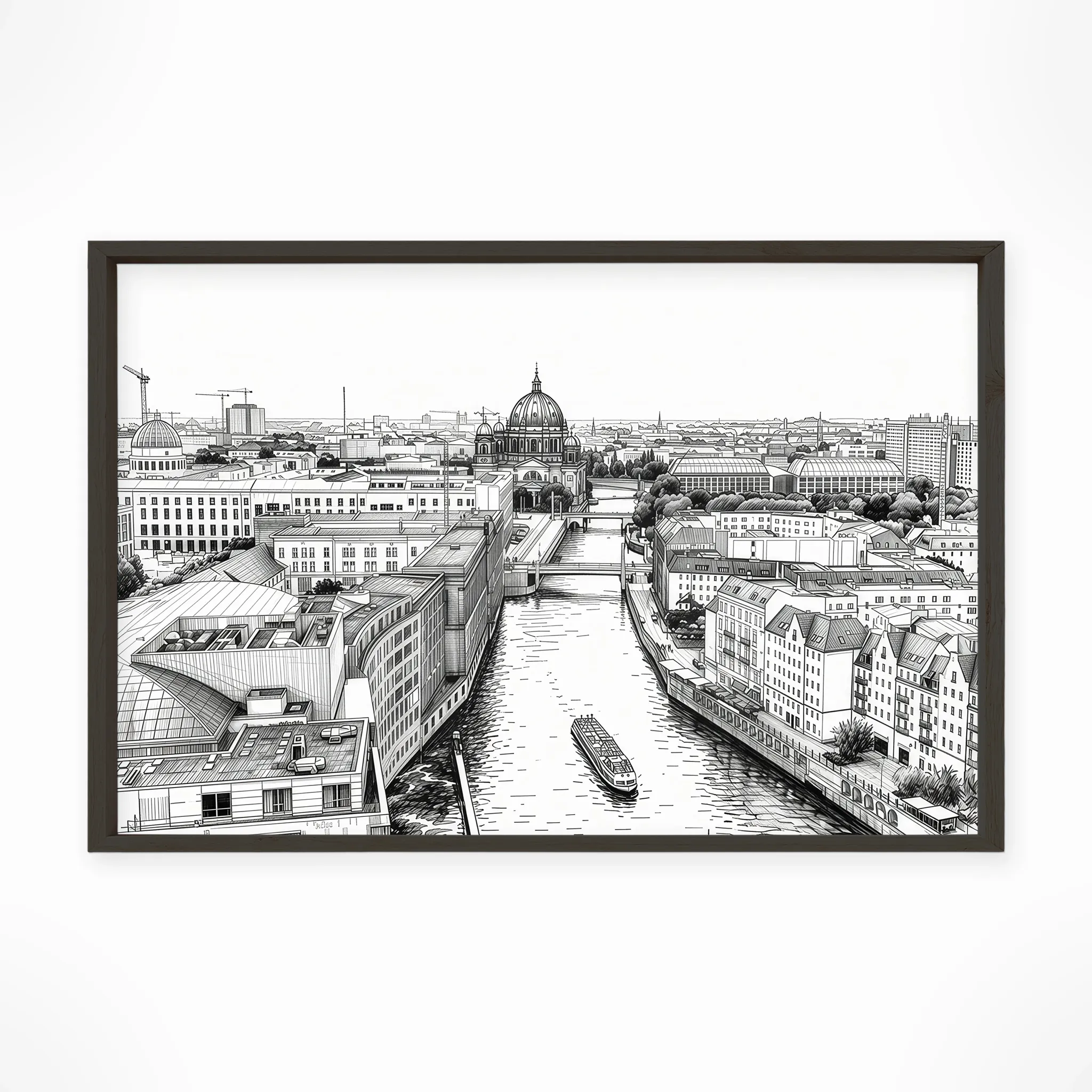 Berlin | Panorama — Urban Sketch framed fine art interior preview