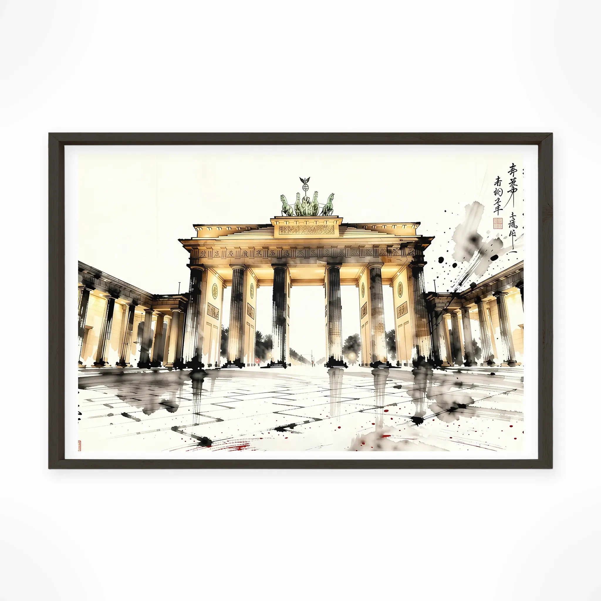 Berlin | Brandenburg Gate — Sumi-e Zen Ink framed fine art interior preview