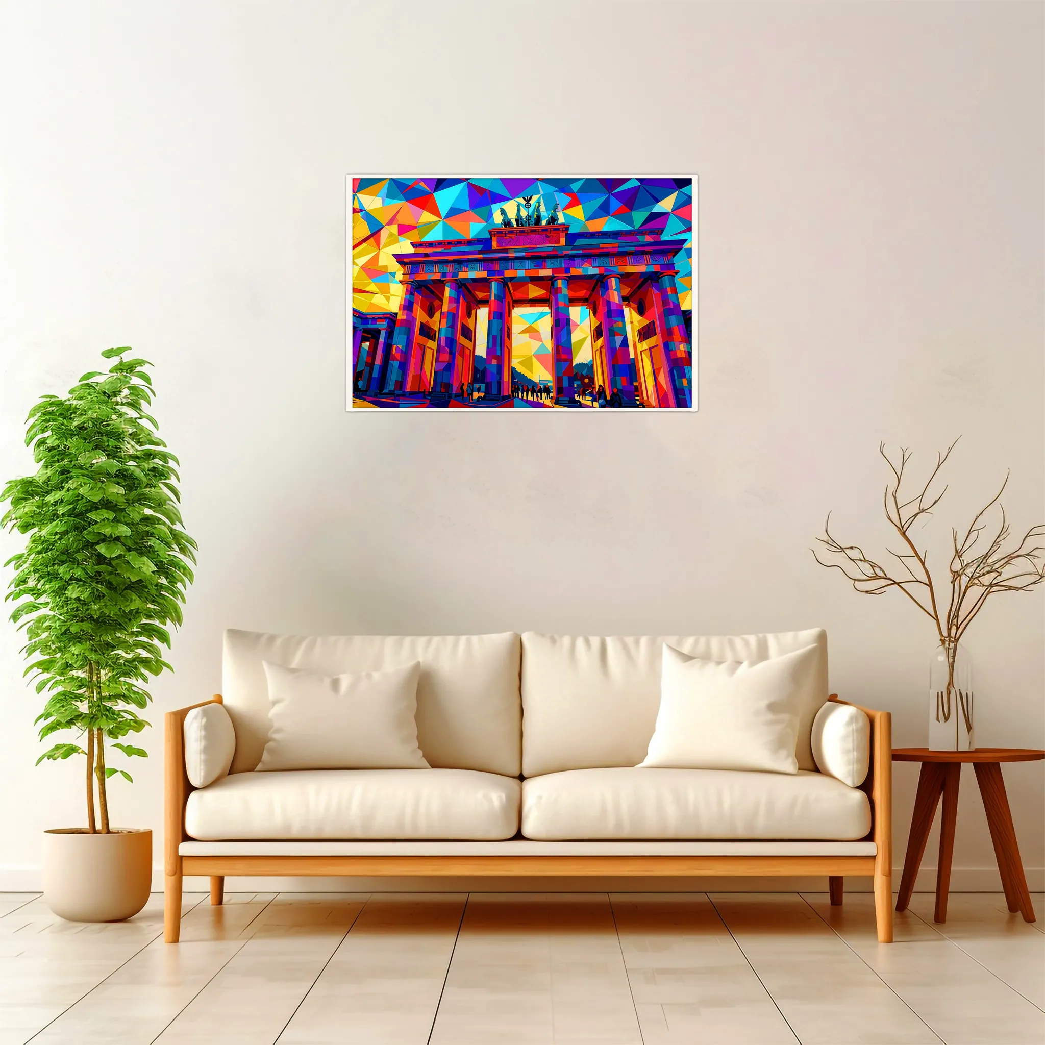Berlin | Brandenburg Gate — Geometric Mosaic framed fine art interior preview