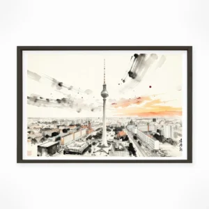 Berlin | Tower — Sumi-e Zen Ink framed fine art interior preview