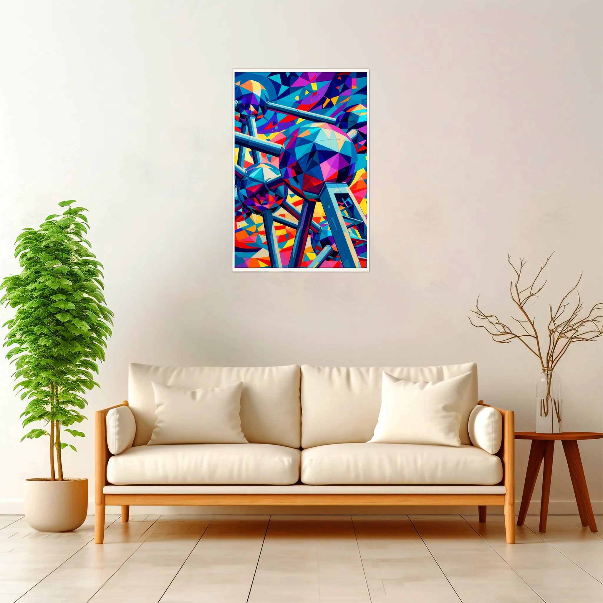 Brussels | Atomium — Geometric Mosaic framed fine art interior preview