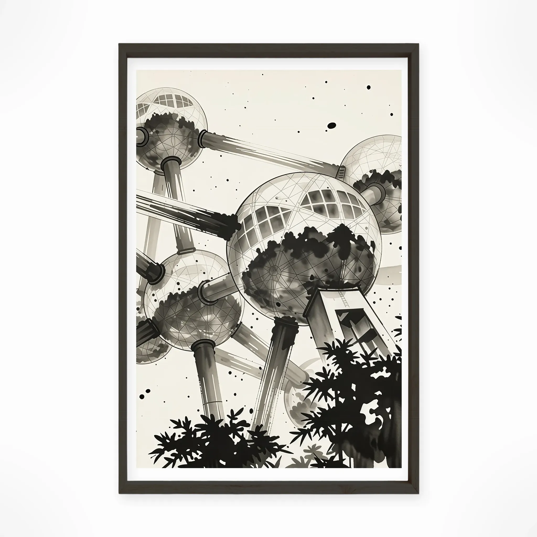 Brussels | Atomium — Sumi-e Zen Ink framed fine art interior preview