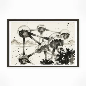 Brussels | Atomium — Sumi-e Zen Ink framed fine art interior preview