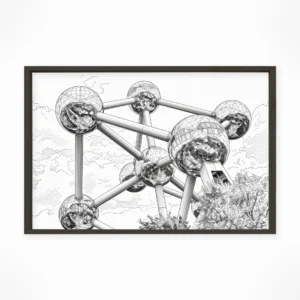 Brussels | Atomium — Urban Sketch framed fine art interior preview