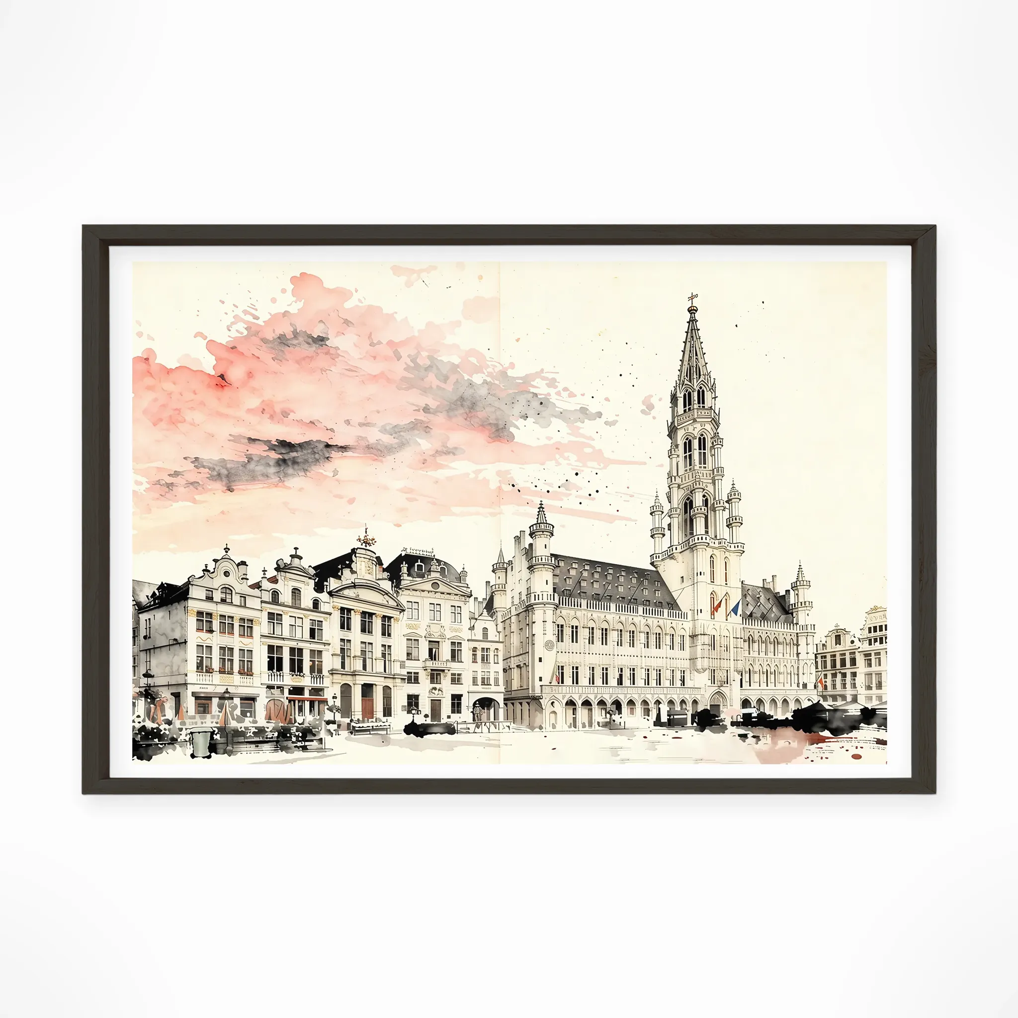 Brussels | Grand Place — Sumi-e Zen Ink framed fine art interior preview
