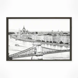 Budapest | Panorama — Urban Sketch framed fine art interior preview