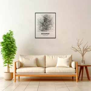 Budapest | Map — Urban Sketch framed fine art interior preview