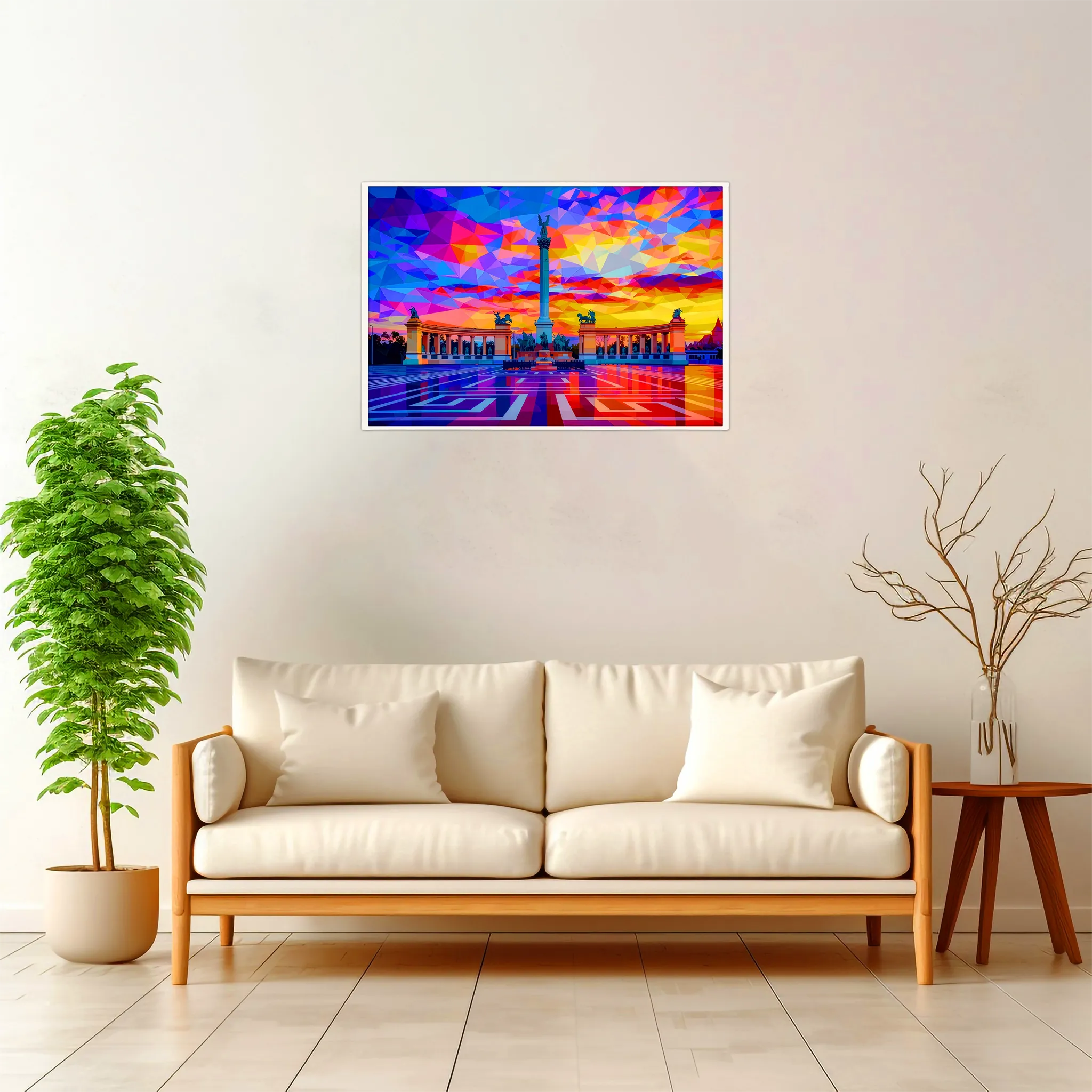 Budapest | Heroes' Square — Geometric Mosaic framed fine art interior preview