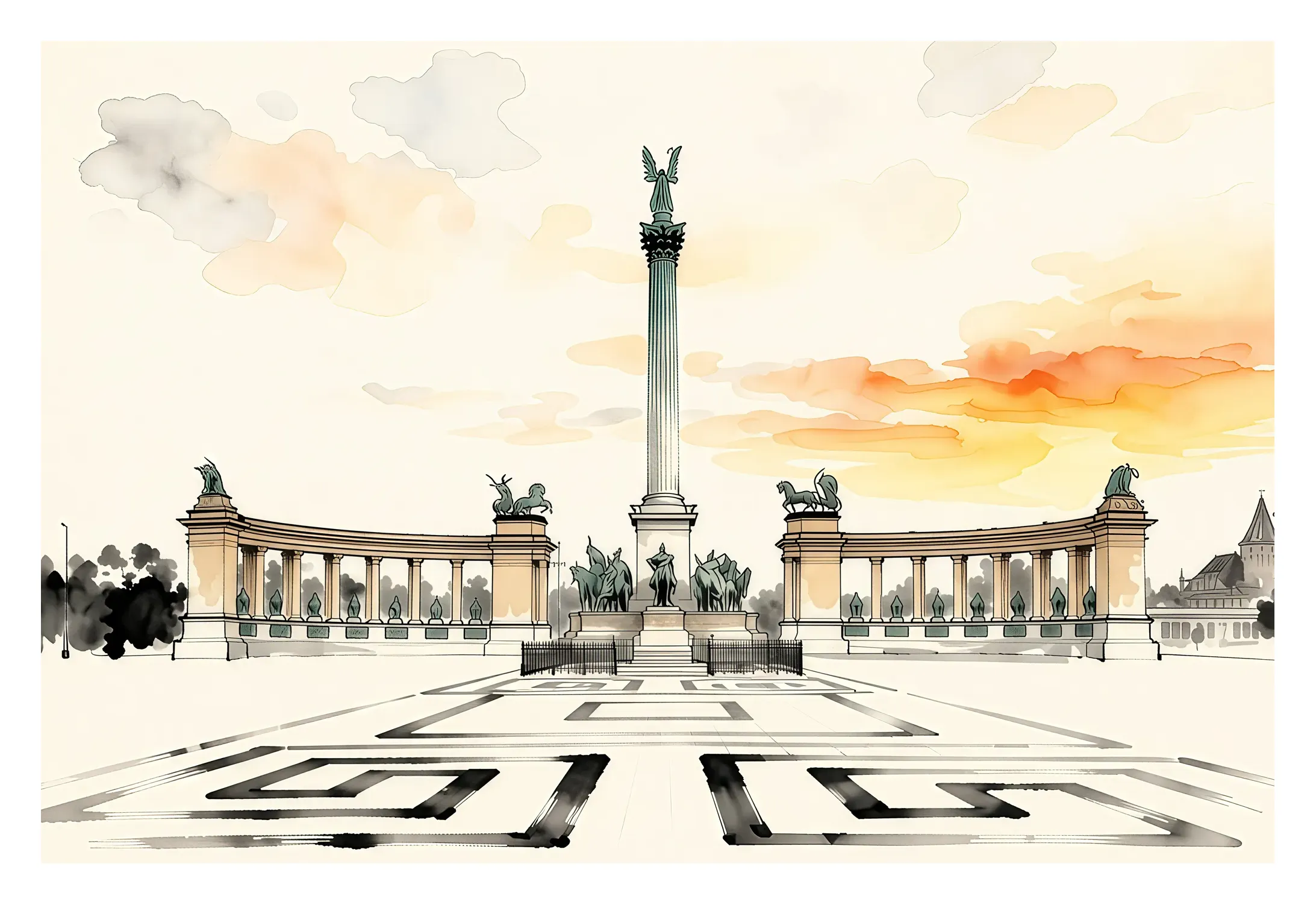 Budapest | Heroes' Square — Japanese Tradition fine art print