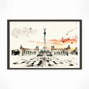 Budapest | Heroes' Square — Sumi-e Zen Ink framed fine art interior preview
