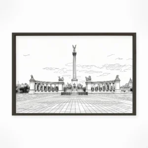 Budapest | Heroes' Square — Urban Sketch framed fine art interior preview