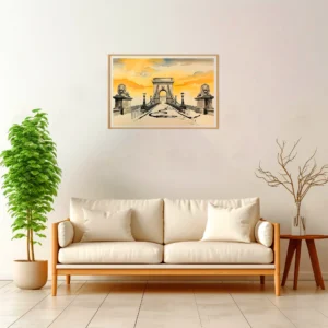 Budapest | Chain Bridge — Japanese Tradition framed fine art interior preview