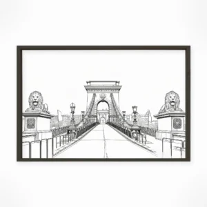 Budapest | Chain Bridge — Urban Sketch framed fine art interior preview
