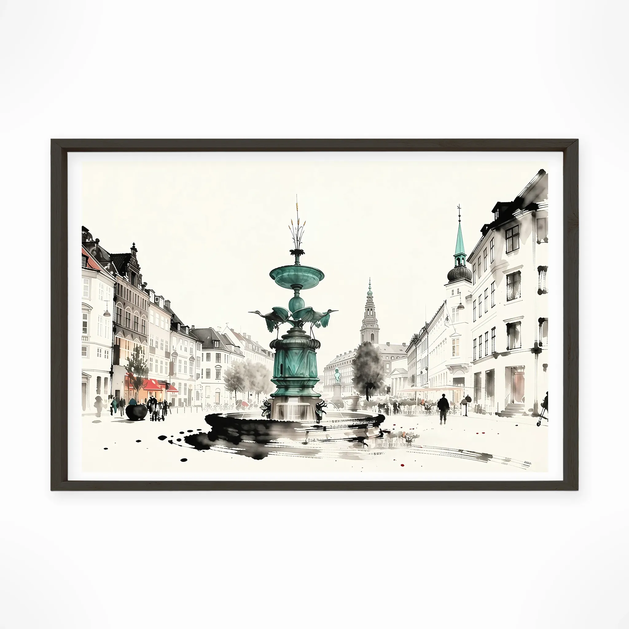 Copenhagen | Amagertov — Sumi-e Zen Ink framed fine art interior preview