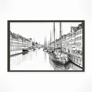 Copenhagen | Nyhavn — Urban Sketch framed fine art interior preview