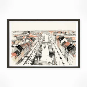 Copenhagen | Panorama — Sumi-e Zen Ink framed fine art interior preview