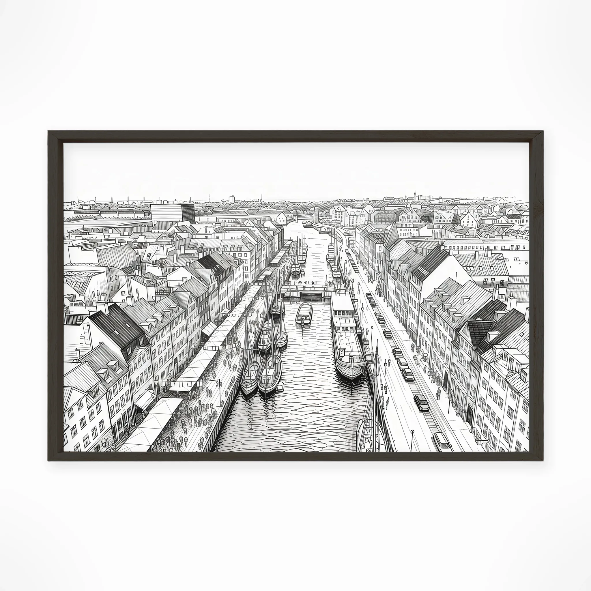 Copenhagen | Panorama — Urban Sketch framed fine art interior preview