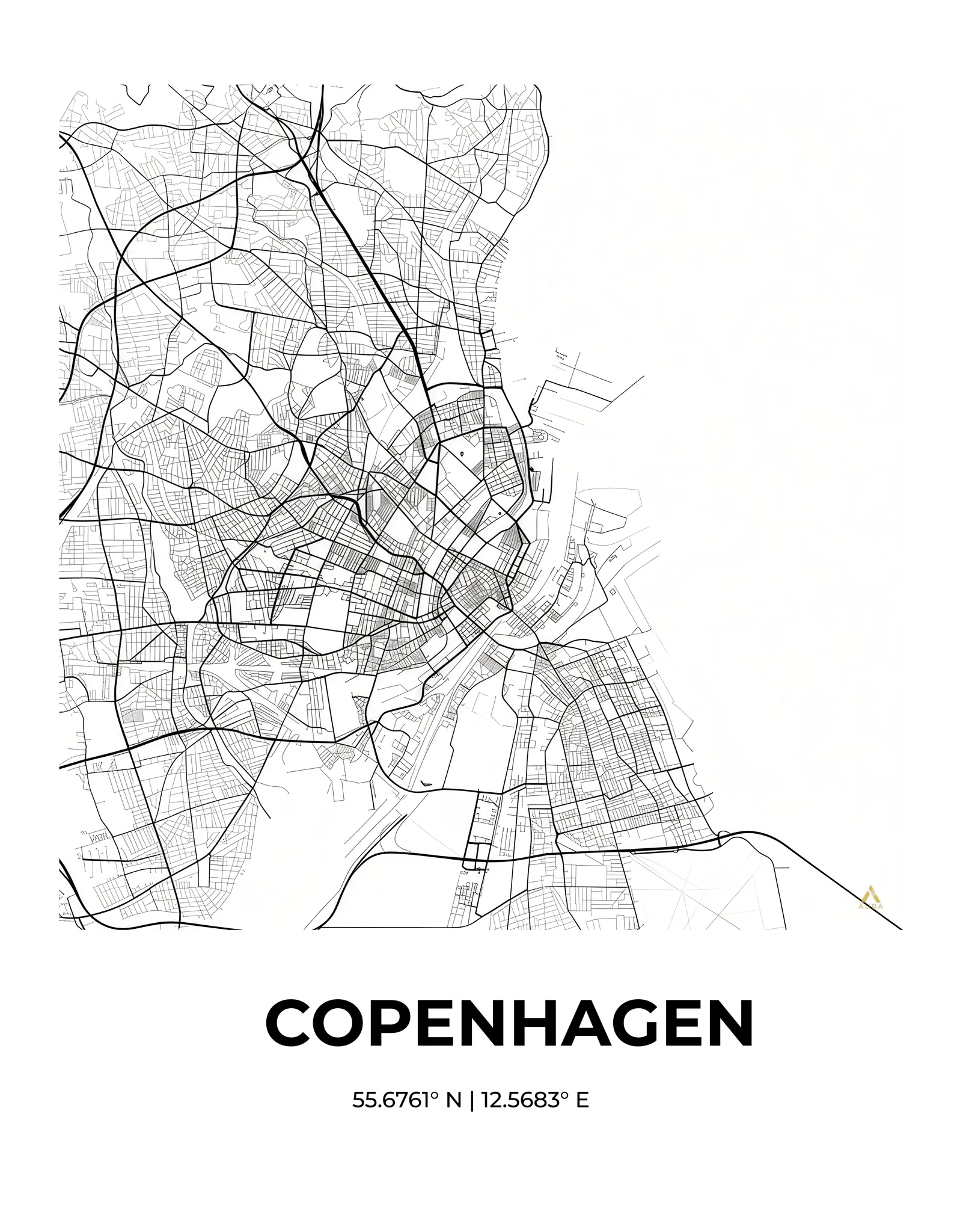 Copenhagen | Map — Urban Sketch fine art print