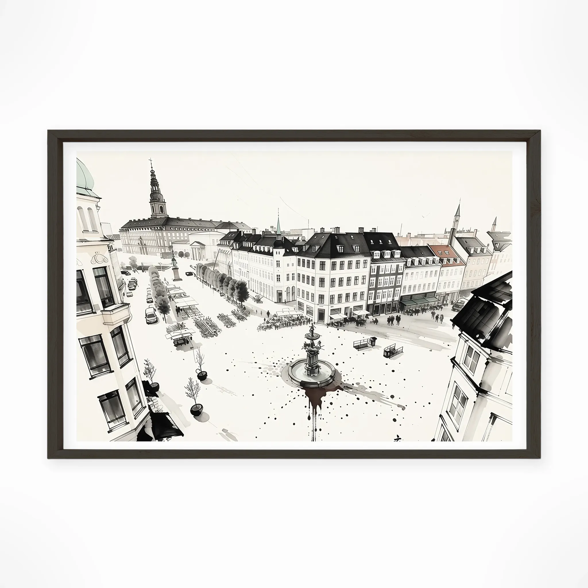 Copenhagen | Stroget — Sumi-e Zen Ink framed fine art interior preview
