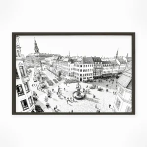Copenhagen | Stroget — Urban Sketch framed fine art interior preview