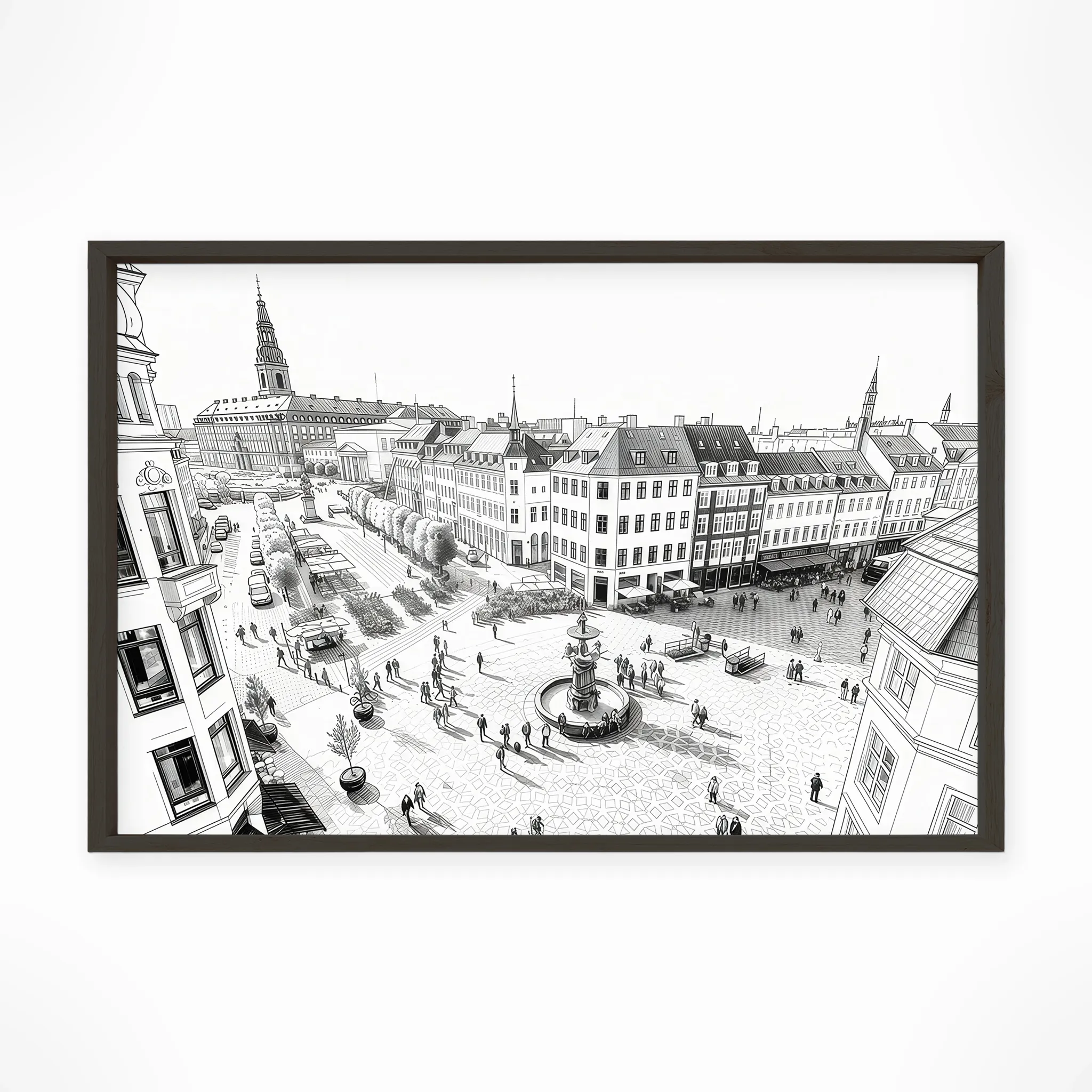 Copenhagen | Stroget — Urban Sketch framed fine art interior preview