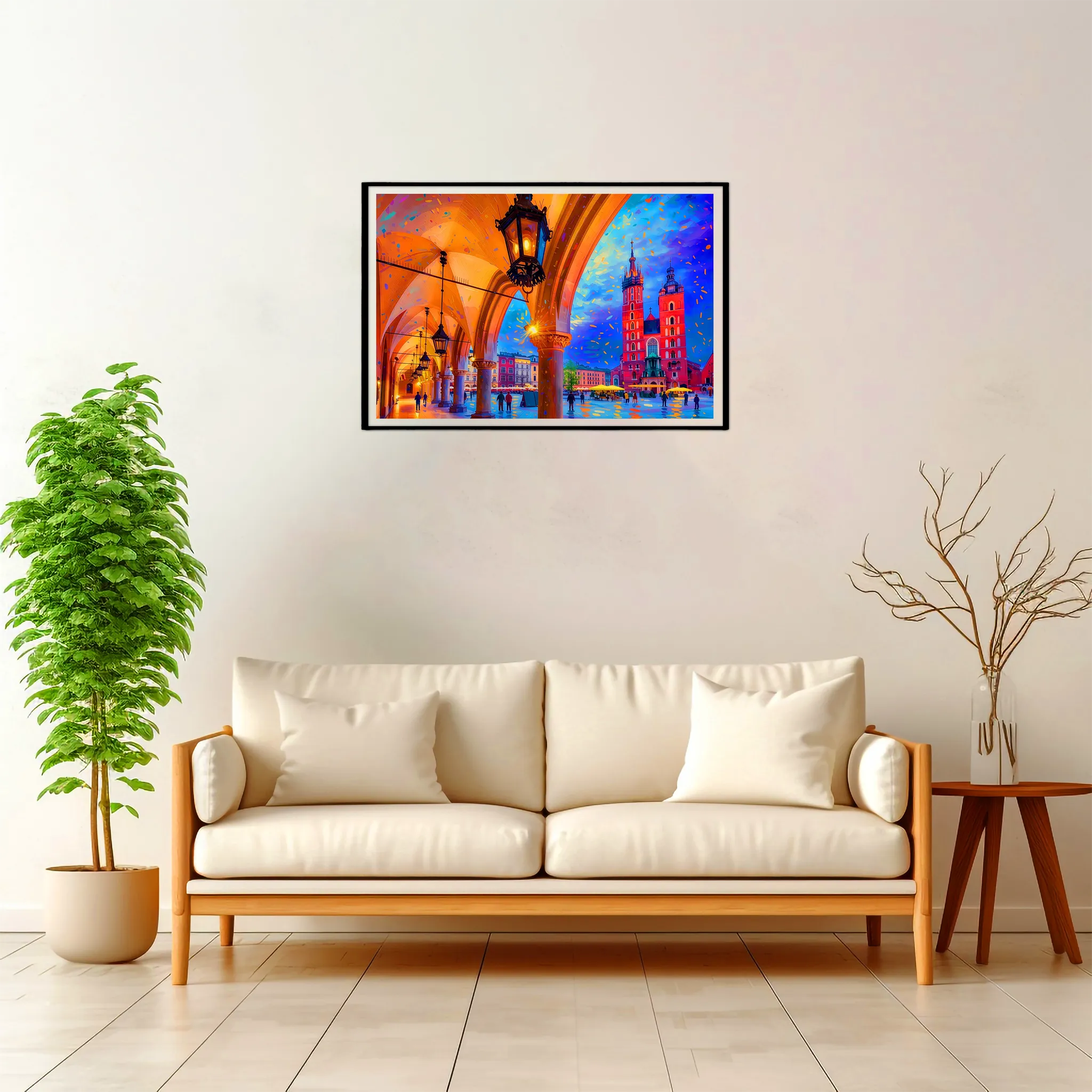 Krakow | St. Mary's Basilica from the Arcades — Impressionist Dream framed fine art interior preview