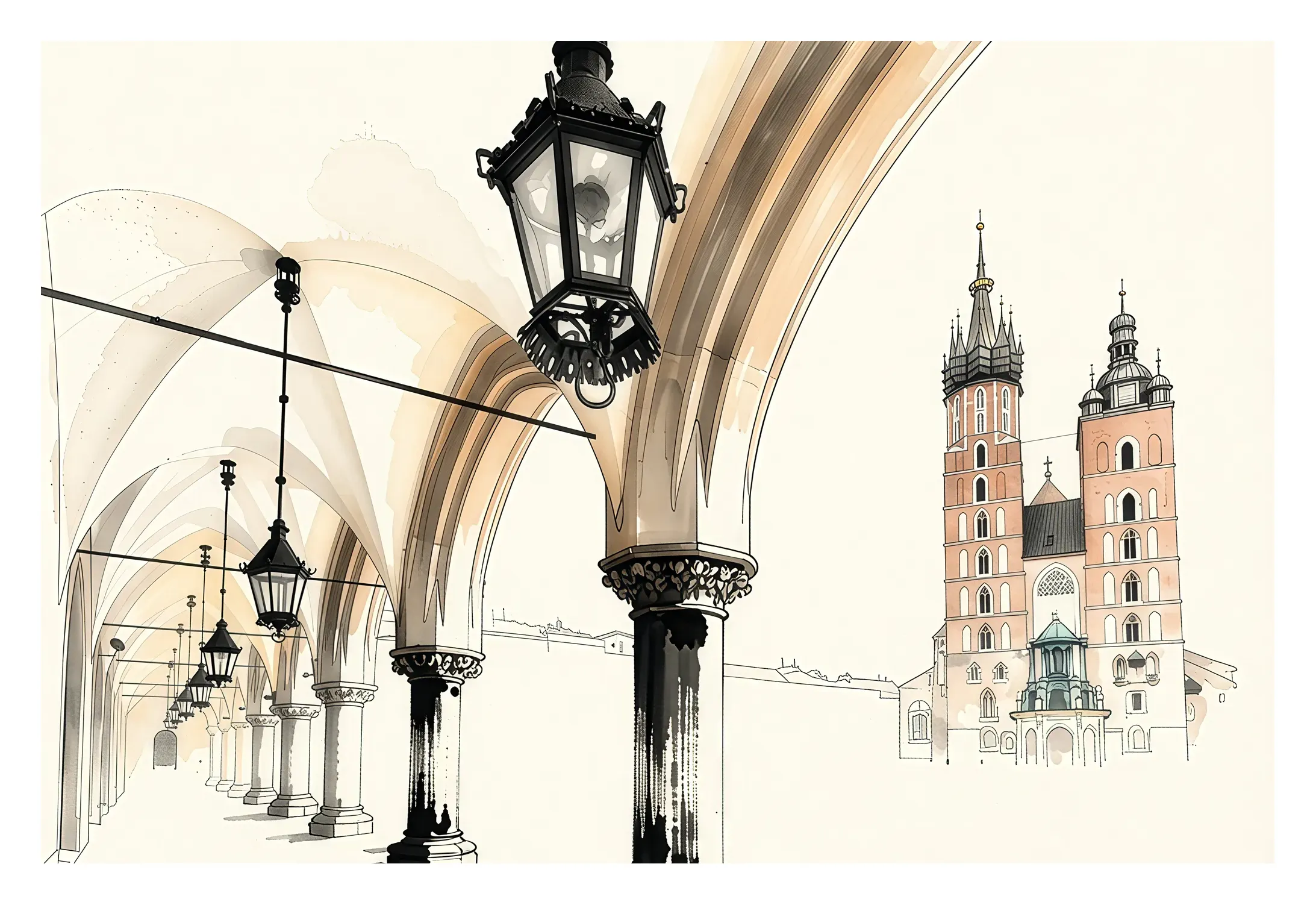 Krakow | St. Mary's Basilica from the Arcades — Japanese Tradition fine art print