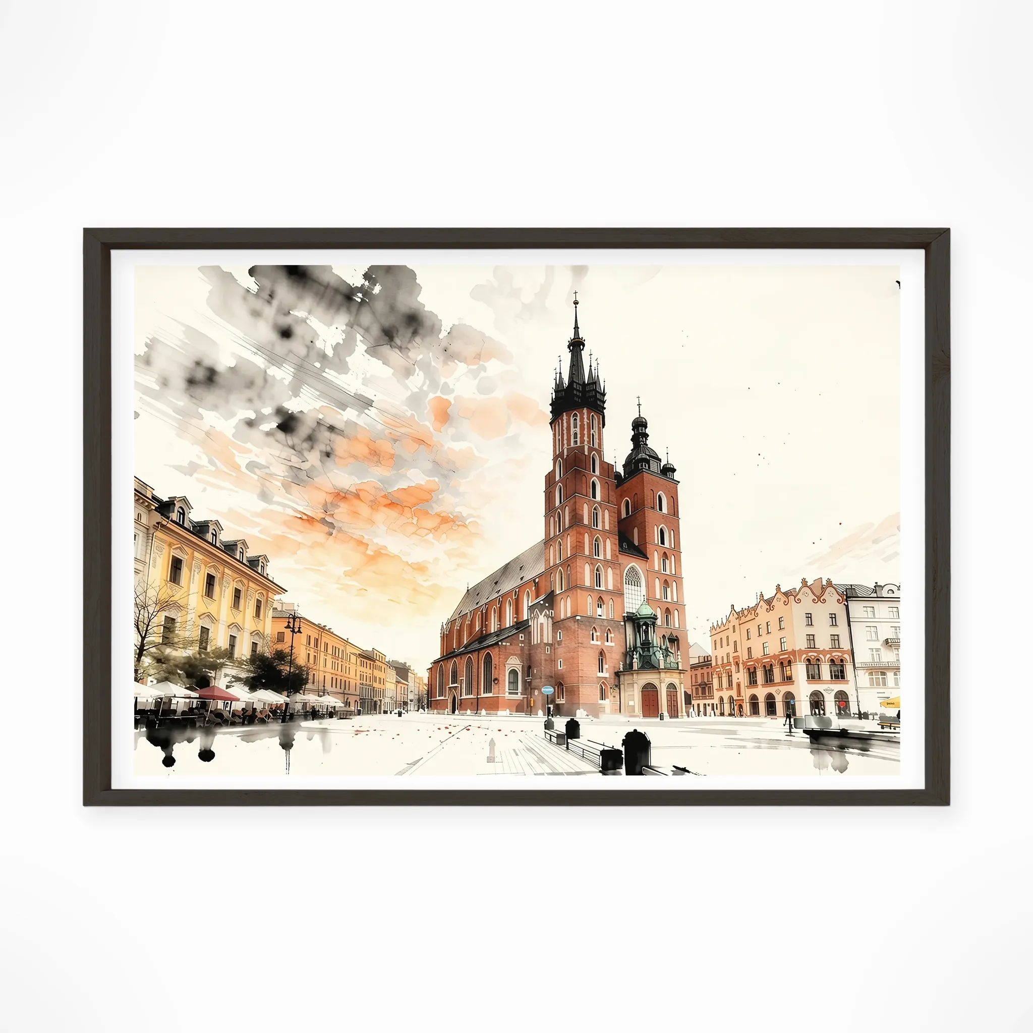 Krakow | St. Mary's Basilica — Sumi-e Zen Ink framed fine art interior preview