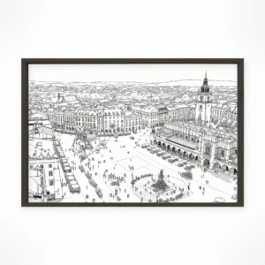 Krakow | Panorama — Urban Sketch framed fine art interior preview