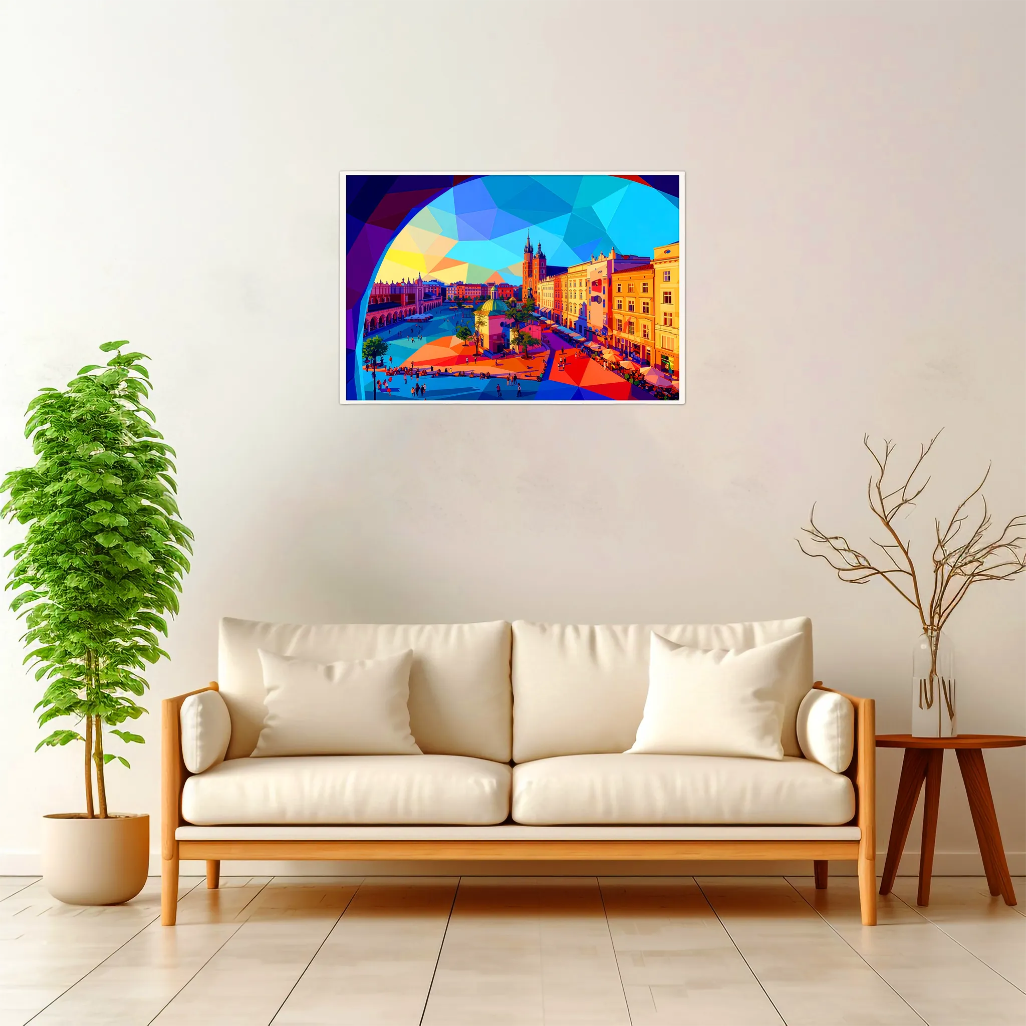 Krakow | Market Square — Geometric Mosaic framed fine art interior preview