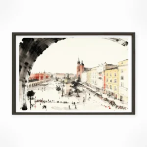 Krakow | Market Square — Sumi-e Zen Ink framed fine art interior preview