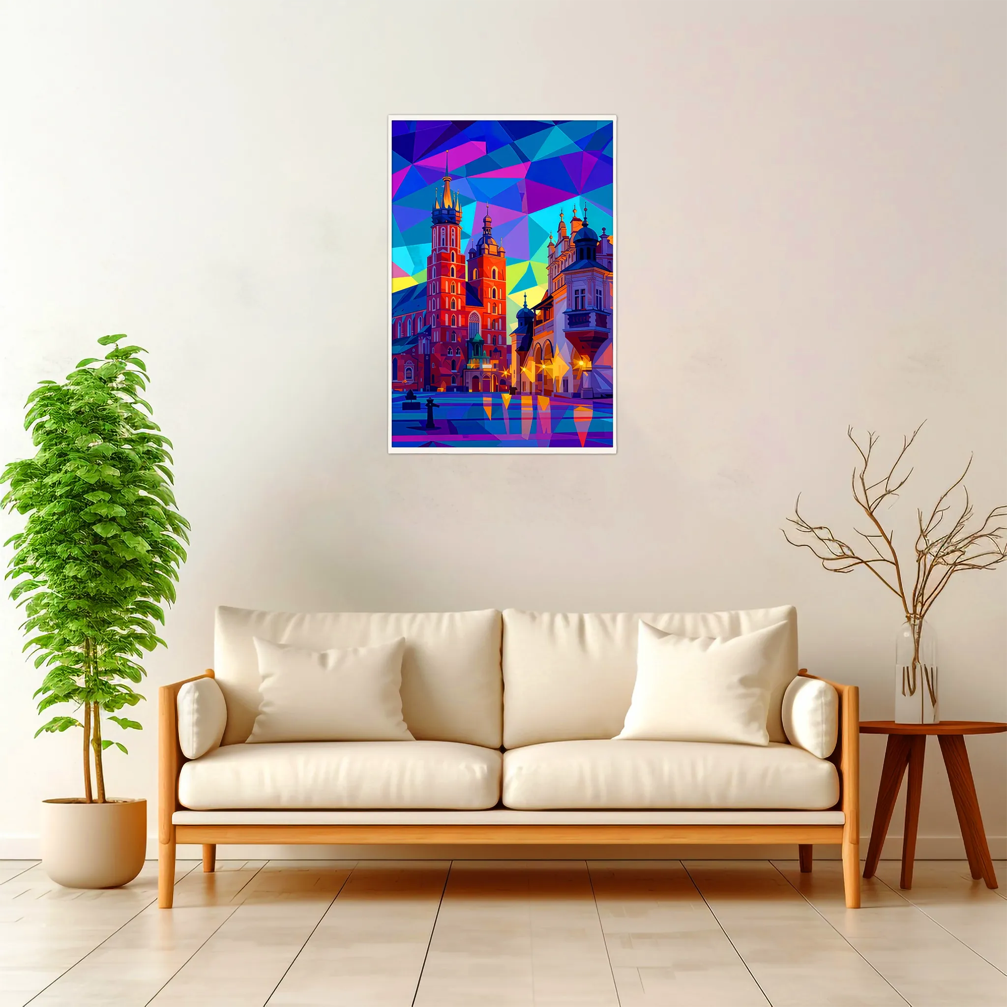 Krakow | Market Square — Geometric Mosaic framed fine art interior preview