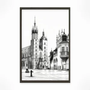 Krakow | Market Square — Urban Sketch framed fine art interior preview