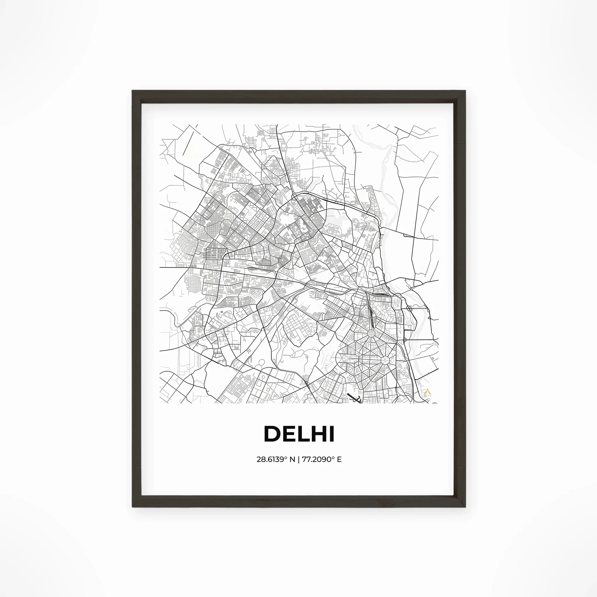 Delhi | Map — Urban Sketch framed fine art interior preview