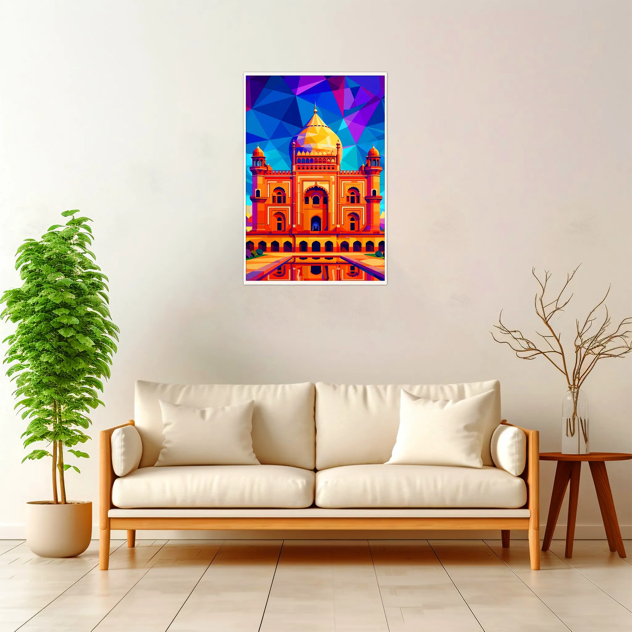Delhi | Humayun's Tomb — Geometric Mosaic framed fine art interior preview