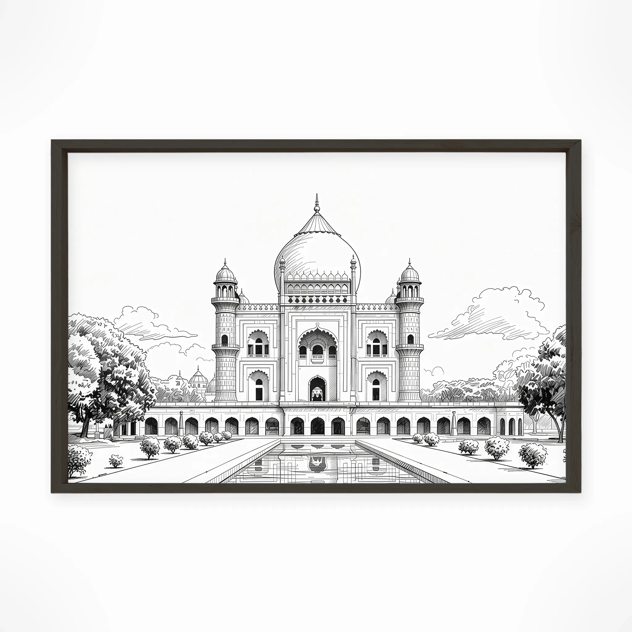 Delhi | Humayun's Tomb — Urban Sketch framed fine art interior preview